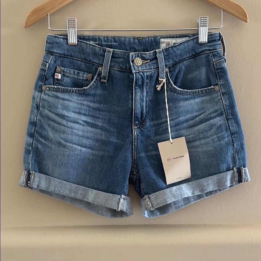 AG Hailey Roll-Up Ex-Boyfriend Jean Shorts. Size 24. 14YFXT. NWT.